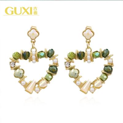 China Other Vintage Pearl Heart Shaped Earrings Fashion Design Love Earrings for sale