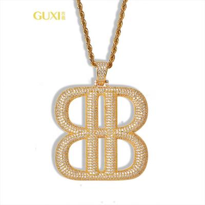 China 2022 fashion hip hop jewelry copper zircon inlaid necklace for sale