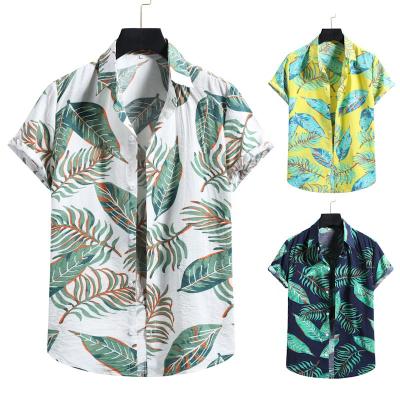 China Ethnic Print Casual Loose Hawaiian Floral Shirt Hip Hop Camisa Beach Sleeve Summer Men's Canvas Shirts Anti-Wrinkle Short Blouse Shirt for sale