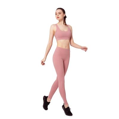 China New Ladies Breathable Yoga Clothing Set Running Tight Yoga Sports Vest Slim Two Piece Set for sale