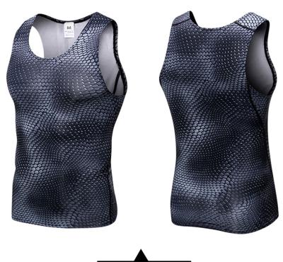 China Breathable Men's Vest Fitness Sports Three-Dimensional Printing Quick-drying Tight Running Clothes for sale