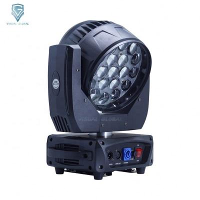 China Hot-selling Hotel Wedding DJ RGBWA Quiet Zoom 19 15w LED Zoom Aura Moving Head for sale