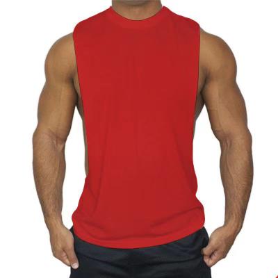 China 2022 Men Gym Tank Top Muscles Workout Breathable Customizable Shirt OEM Logo Cut Off Solid Color Sleeveless Muscle Shirt for sale