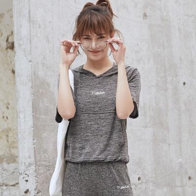 China Anti-Wrinkle Rib Knit Solid Viscose Custom Made PJ For Women Short Sleeved Long T-shirt Sweater Sweater Set for sale