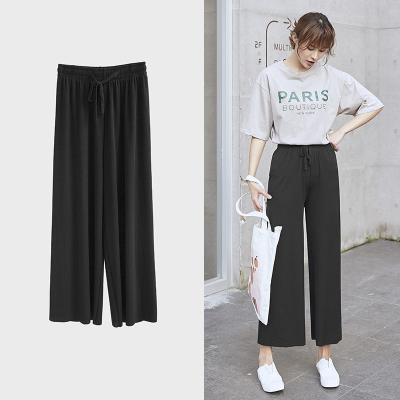 China Anti-wrinkle hot sale autumn casual wide leg pants women's ladies high quality silk trousers for sale