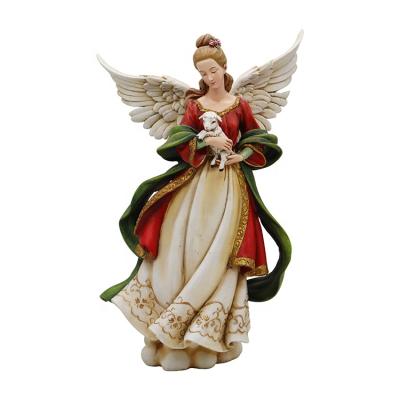 China All Applicable Creative Custom Made Sheep Holding Angel Statue Resin And Stone Crafts Durable Home Decoration Religious Gifts for sale