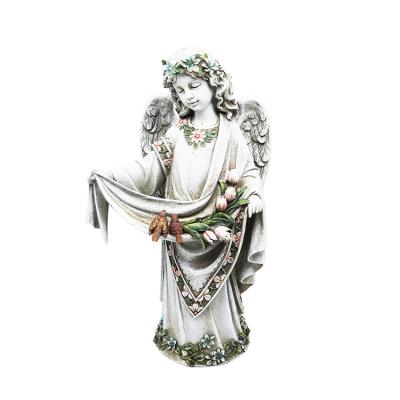 China All Applicable Factory Wholesale Garden Angel Statues With Functional Bird Gray Time 3D Statue Custom Made for sale