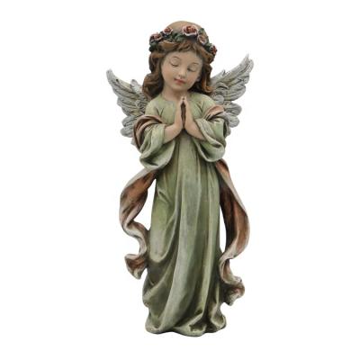 China All factory custom resin applicable 12 inch tall standing prayer angel garden decoration open resin and collectible stone goods for sale