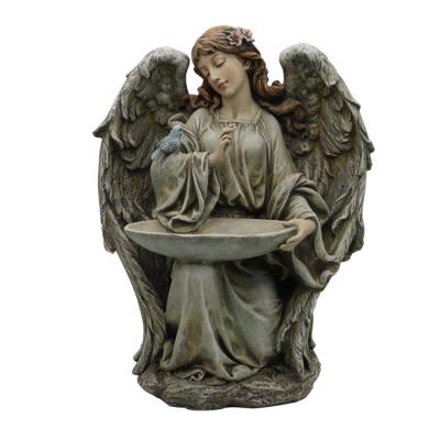 China All Gray Custom Resin Angel and Kingfisher Garden Decoration Gifts Collectable Figures Applicable for sale