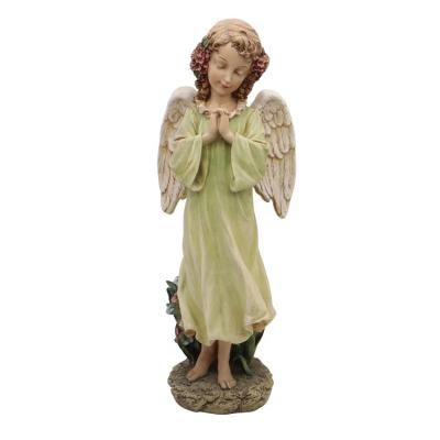 China All Applicable Custom Resin Collectible Statue Standing Height 15.7 Inch Polyresin Praying Angel Yard And Home Gift Decoration Figurine for sale