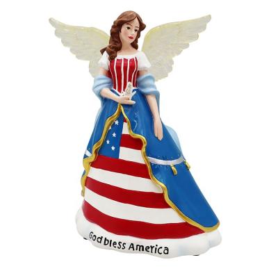 China All Applicable Girl Angels Wear American Flag Clothes With Changeable Color LED Lights High Quality OEM Customized Resin for sale