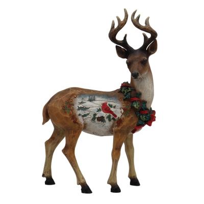 China All Applicable Accept Customization Christmas Reindeer Statue With Garland Decoration Desktop Gifts for sale