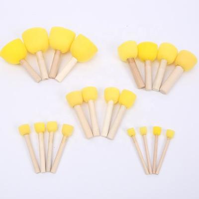 China 5Pcs Sponge Painting Brush Set Wooden Handle Joint Sponge DIY Kids Children Drawing Sweeps Graffiti Brush Painting School Supplies for sale