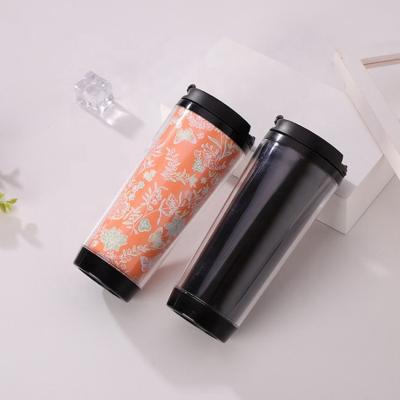 China Custom 12oz wall viable promotional thermo paper double insert plastic coffee cup personalized for sale