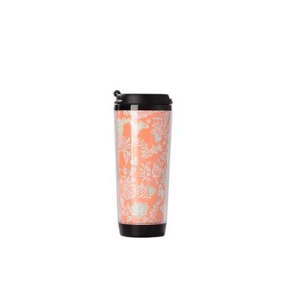 China Cheapest Double 350ml Reusable Photo Wall Insert Thermal Coffee Tumbler Reusable Cup Plastic Mug Supplier for sale