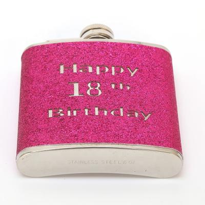 China Eco-Friendly Factory Direct 100% Pure Leather Wrapped Pink 8 Ounce Stainless Steel Liquor Hip Flask Set for sale