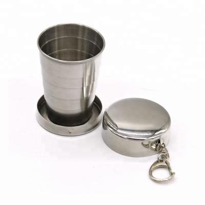 China 75ml Environmentally Viable Small Portable Reusable Folding Coffee Cup Stemless Telescopic Collapsible Wine Glass Stainless Steel for sale