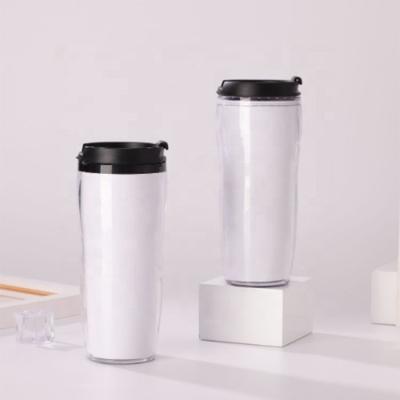 China Viable High Quality Double Wall Plastic Travel Coffee Mug With Insert Paper, Photo Insert Tumbler for sale