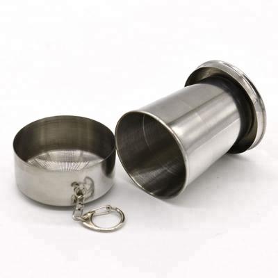 China 140ml Portable Single Wall Viable Coffee Cup Stainless Steel Collapsible Cup With Lid for sale