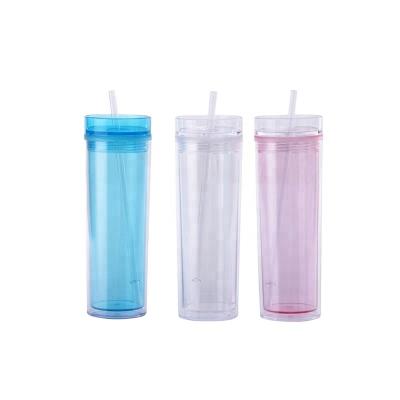 China Viable made in the wall high quality 16oz sublimation china reusable plastic coffee double cold tumbler cups with lids and straws for sale