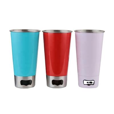 China Multi Function Stainless Steel Sublimation Mug Viable Outdoor Beer Mug With Bottle Opener for sale