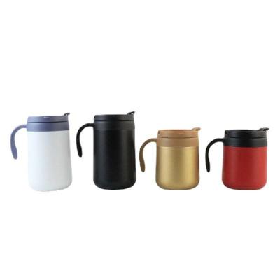 China 2022 Double Layer Stainless Steel Viable Insulated Vacuum Round Bottom Office Coffee Mugs Luxury Customized Logo With Handle for sale