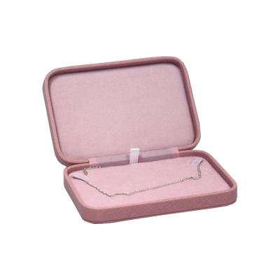 China Custom Pink Unique Leather Fashion Necklace Display Jewelry Packing Box For Girl for sale