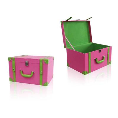 China Large Capacity Storage Recyclable Fashionable Trunk Lockable Leather Storage Box for sale