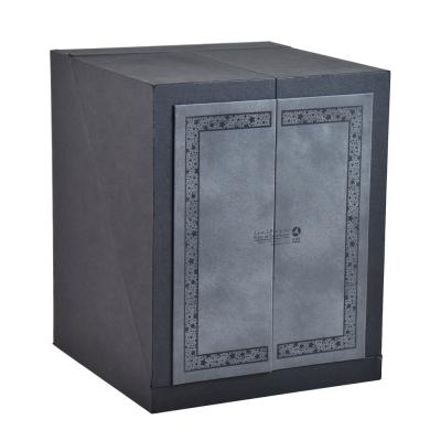 China Blue Custom Large PU Leather Square Double Door Organizer Storage Case Gift Boxes for sale