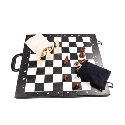 China Wooden High Quality Leather Customized 2 In 1Folded International Chess Set And Backgammon Set for sale