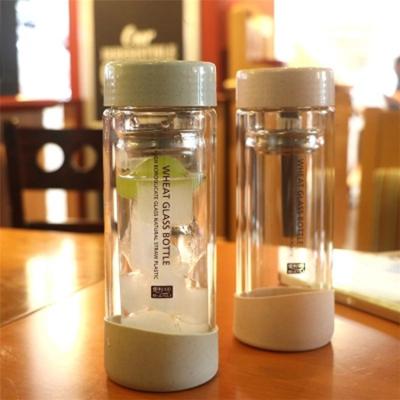 China Factory Supplier Viable Profession Simple Design Custom Wide Mouth Round Glass Water Bottle With Tea Filter for sale