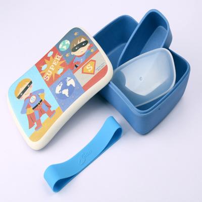 China Sustainable Compartments Biodegradable Fiber Kids Lunch Bento Cute Bamboo Lunch Box for sale