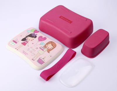 China Biodegradable Fiber Eco - Friendly Sustainable Cute Kids Lunch Box Bamboo Bento Box for sale