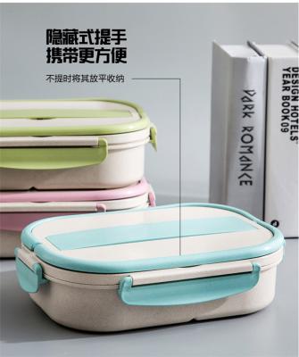 China Unbreakable Straw Bento Boxes Eco Friendly Lunch Box Microwavable Wheat Organic Food Packaging Lunch Box for sale