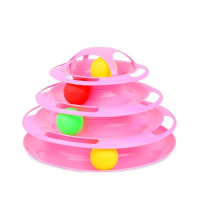 China Hot Selling Four-Layer Track Viable Cat Turntable 4 Layers Plastic Funny Pet Playing Scratcher Scratch Tunnel Balls Cat Turntable Toy for sale