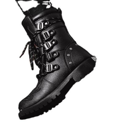 China Fashion Trend Manufacturer Supply Leather Black Army Tactical Men's Winter Boots Reject Increase Waterproof Outdoor Sports Shoes Men Motorcycle Boots for sale