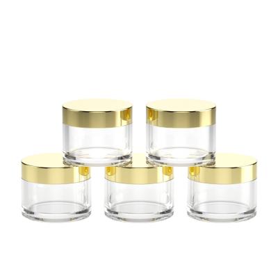 China 0.5oz 1oz 2oz 4oz 8oz PETG Cosmetic Clear Plastic Cosmetic Cream Jar with Pink Gold Screw Lid Nail Dip Powder Container for sale