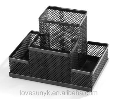 China CQY-3318 Metal Mesh Desk Pen And Card Holder Eco-friendly Desk Organizer for sale