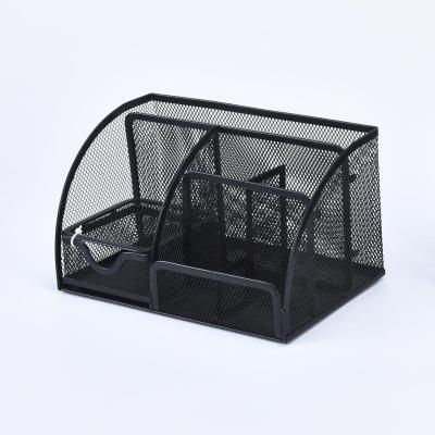 China Eco-Friendly Versatility Desk Mesh 6 Compartments Metal Mesh Desk Organizer With 1 Sliding Drawer for sale