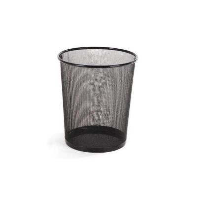 China Sustainable Mesh Waste Bin Paper Storage Basket Wire Round Household Trash Can for sale