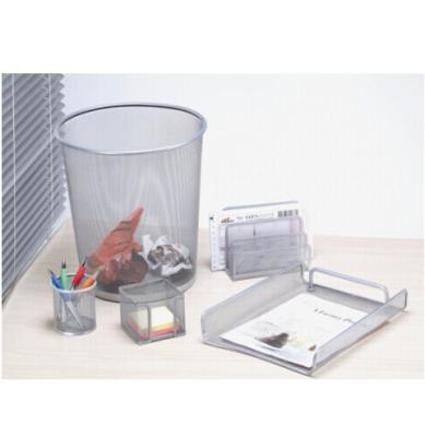 China Eco - Friendly Wire Mesh Office Stationery Set Metal Office Stationery Set With 5 Item for sale