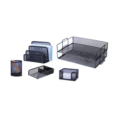 China Eco - Friendly Office Metal Mesh Office Stationery Set For Desk Organizer 5 Items for sale