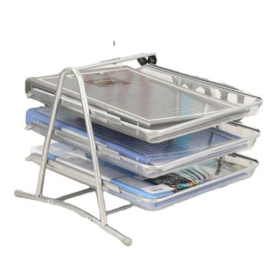 China Metal Mesh Document Holders Metal Desk Organizer 3 Trays for sale