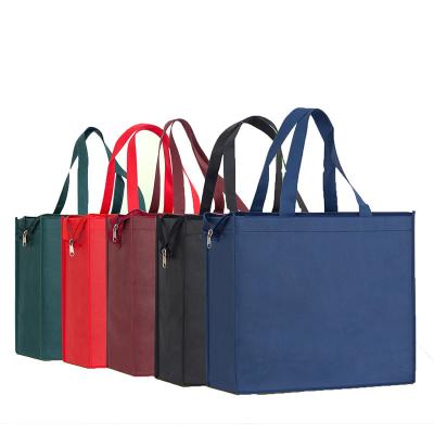 China Soft-Loop Custom Reusable Non Woven Bag With Logo Printing Zipping Shopping Bag for sale