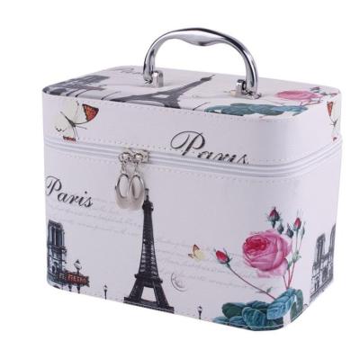 China NATIONAL Wholesale Custom Logo Printed Makeup Women Box Multifunctional Travel PU Cosmetic Case for sale