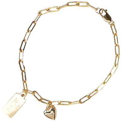 China Simple Personality Fashion 14k Gold Square Mark Love Bracelet Female for sale