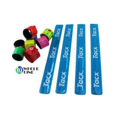 China Road Safety Hot Selling Slap Armbands Reflective Plastic Wrist Straps Snap Straps for sale