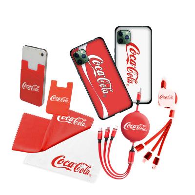 China Classic Gift Set Free Combination Gift Set Including Mobile Charging Cable Case Silicone Card Holder Microfiber Cloth for sale