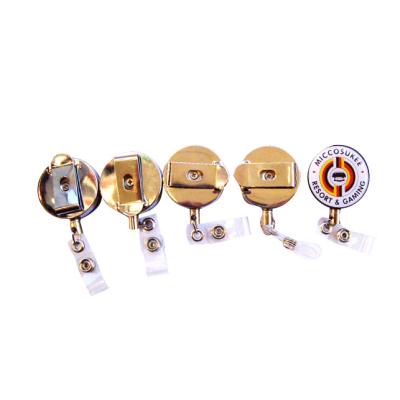 China Business Advertising Promotional Gifts Metal Badge Holder Round Key Reel With Metal Clip for sale