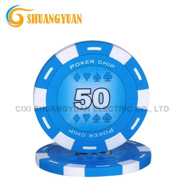 China 11.5g ABS 6-Stripe Decal Classic Poker Chip With Custom Sticker for sale